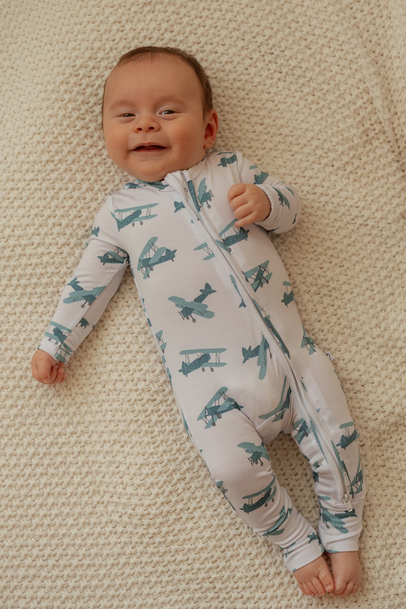 Airplane | Bamboo Zip Romper