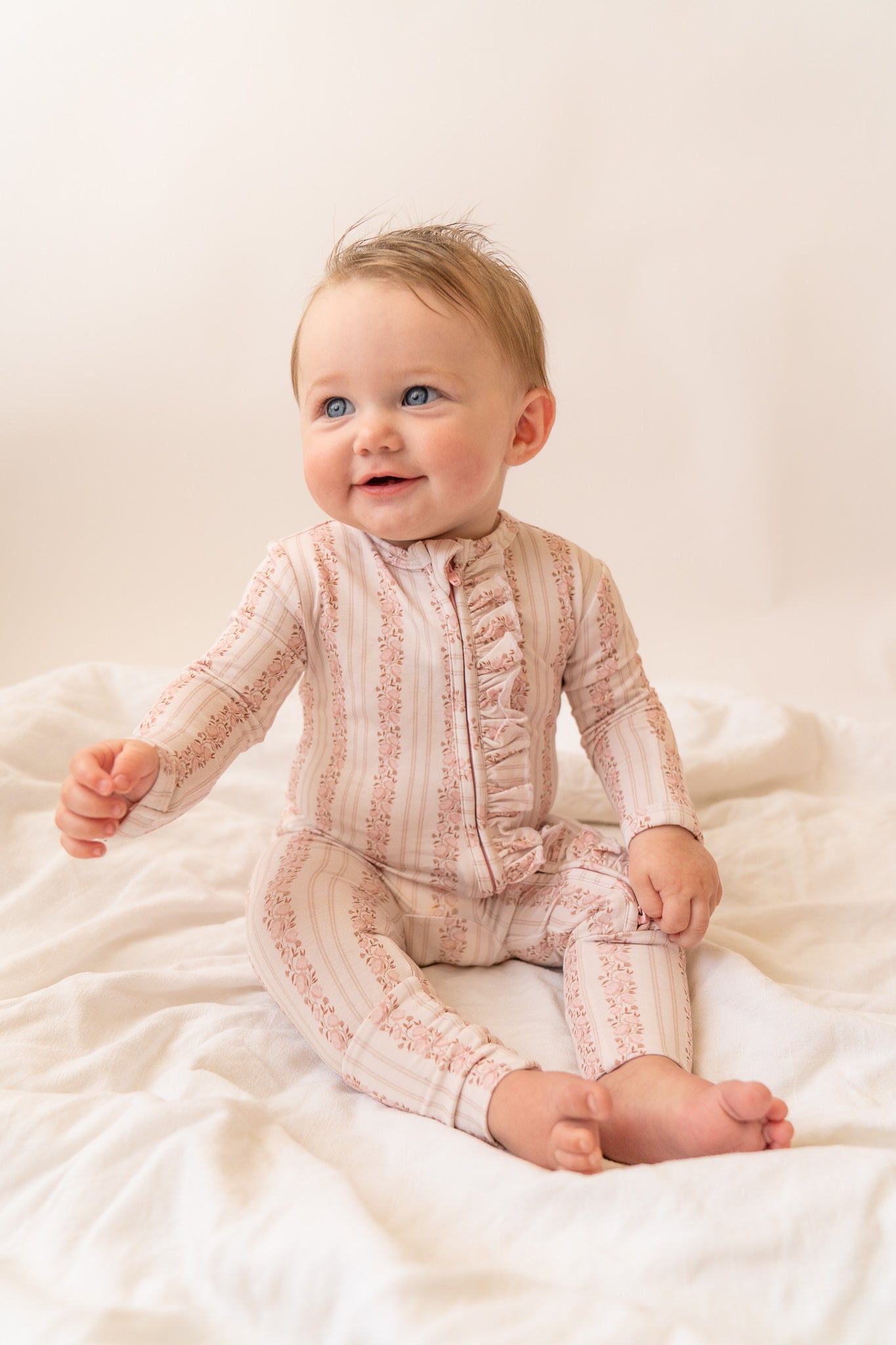 Pink Floral | Bamboo Zip Romper