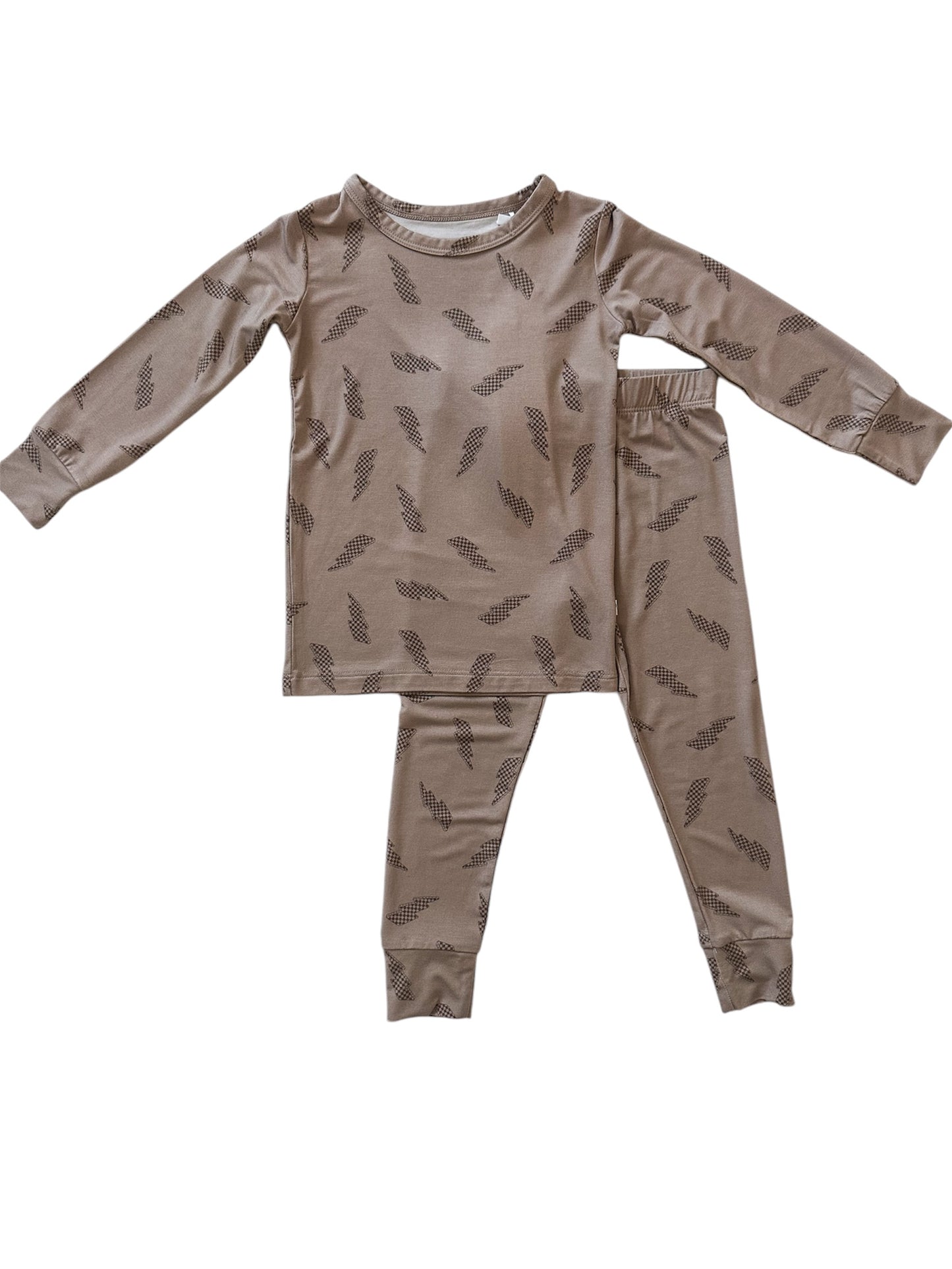 Checkered Lightning Bolt | Bamboo Two Piece Pajama