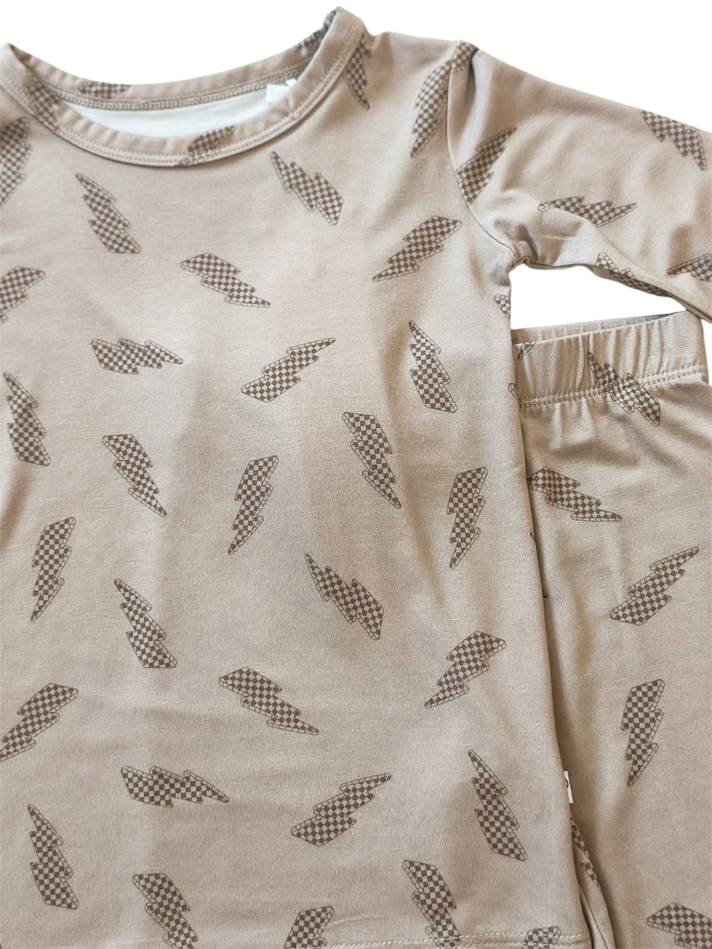 Checkered Lightning Bolt | Bamboo Two Piece Pajama
