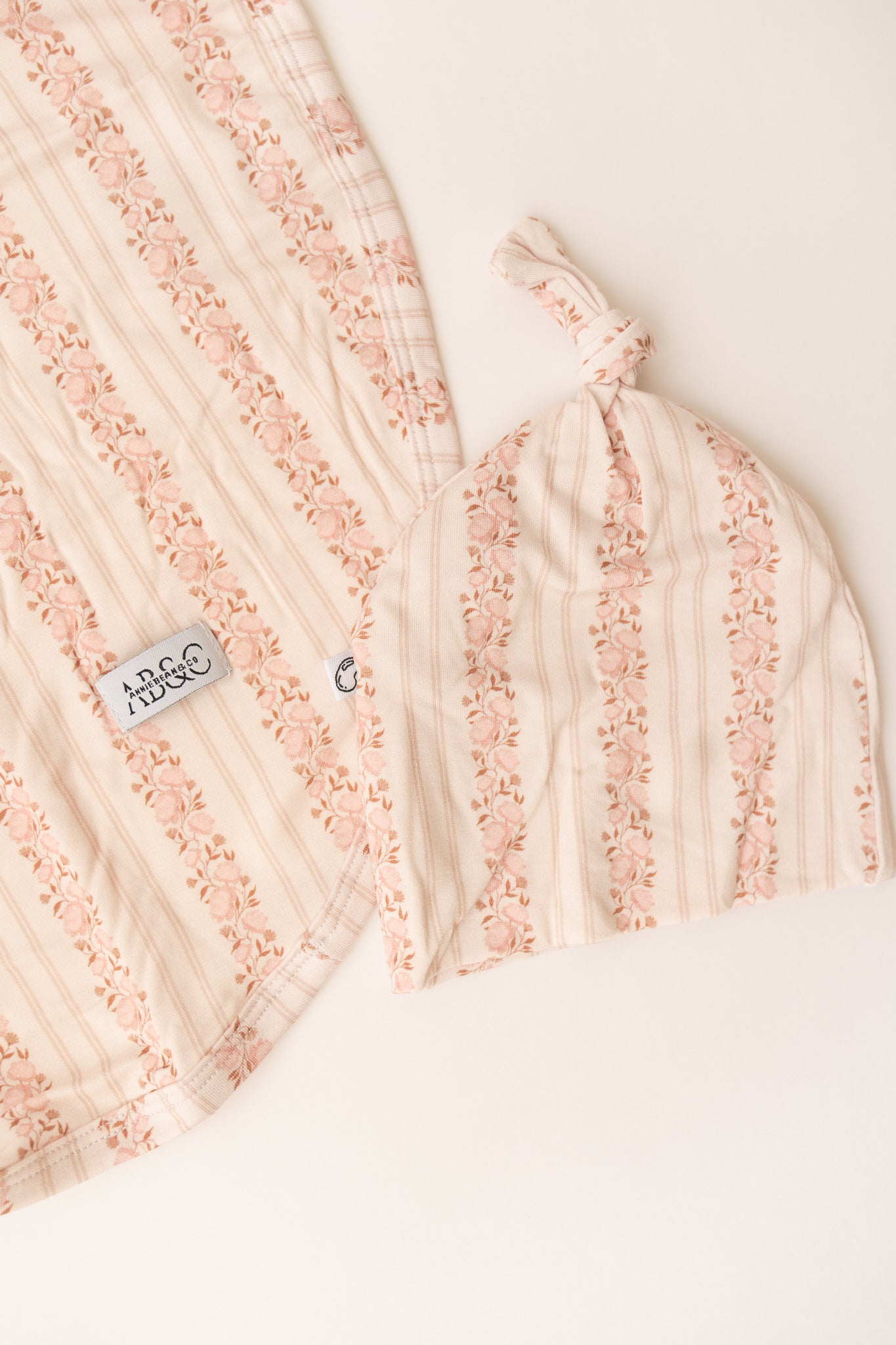 Pink Floral Swaddle/Beanie Set
