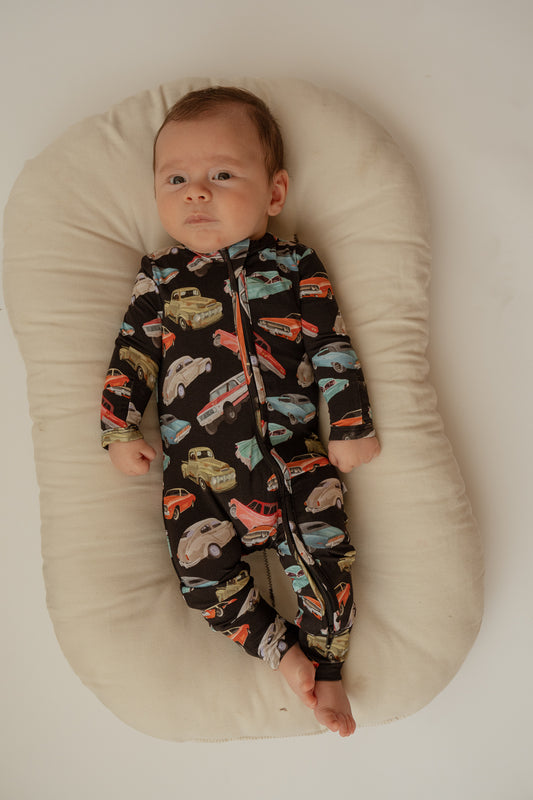 Vintage Cars | Bamboo Zip Romper