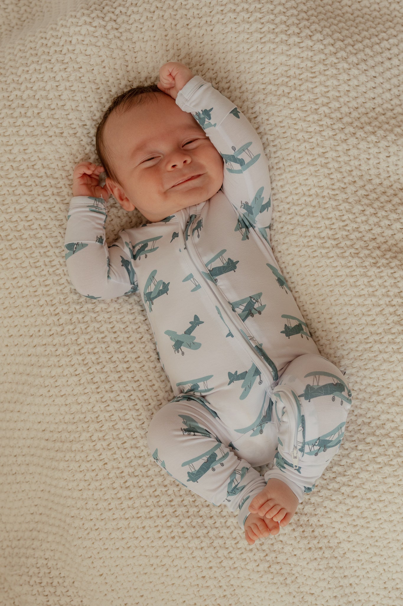 Airplane | Bamboo Zip Romper