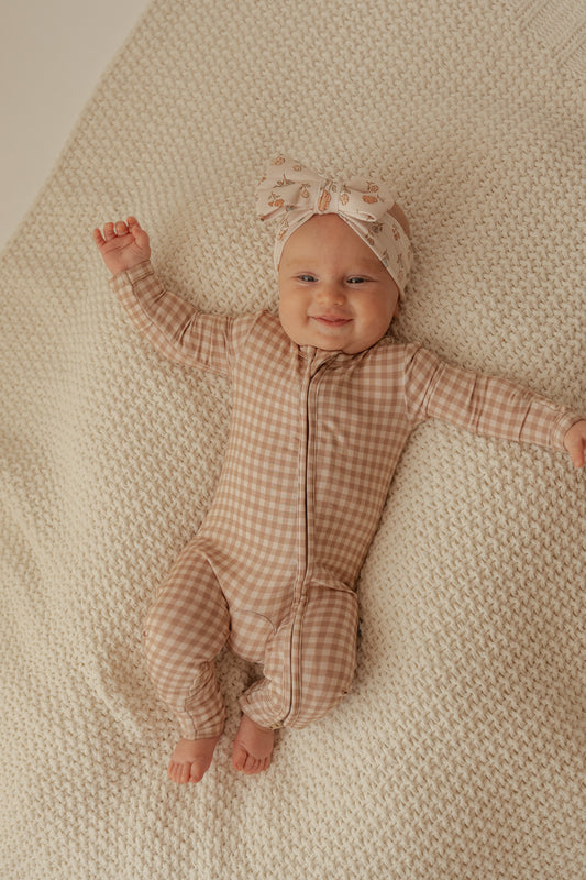 Gingham | Bamboo Zip Romper
