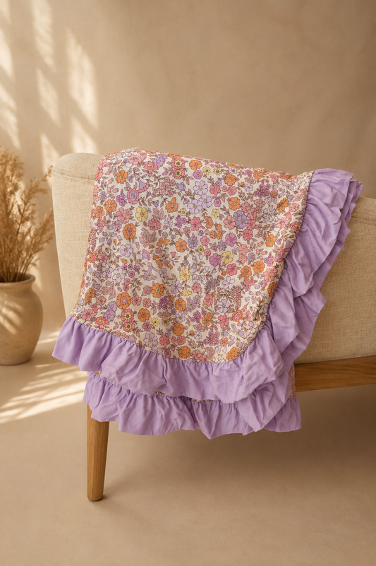 Lavender Flower Garden  | Bamboo Ruffle Blanket