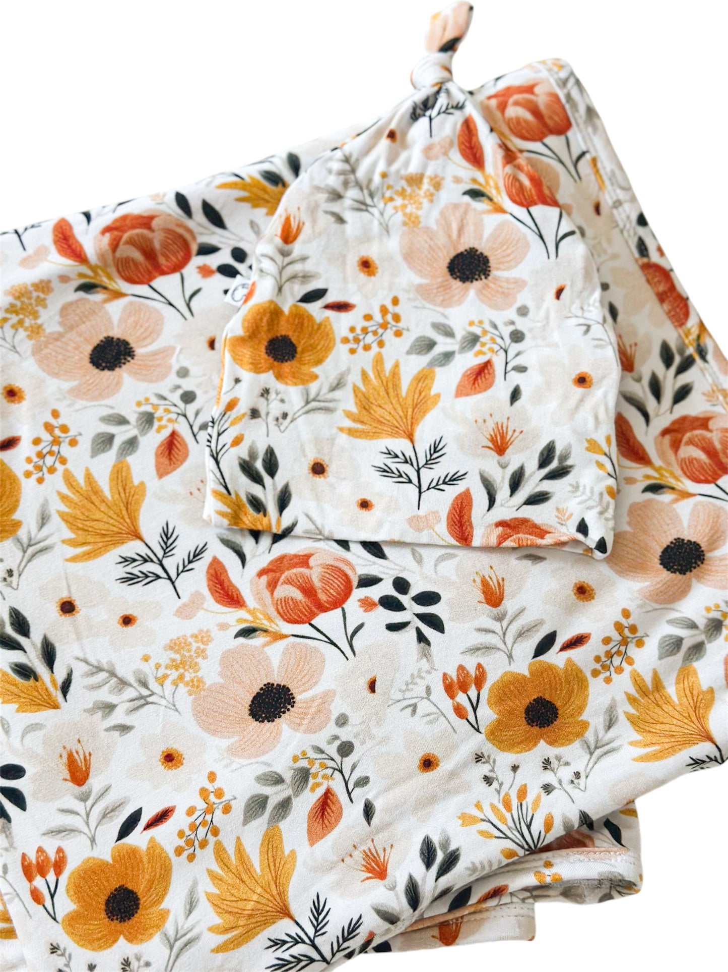 Floral Swaddle/ Beanie Set