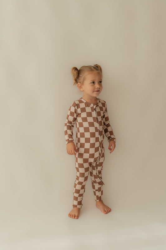 Checkerboard | Bamboo Zip Romper