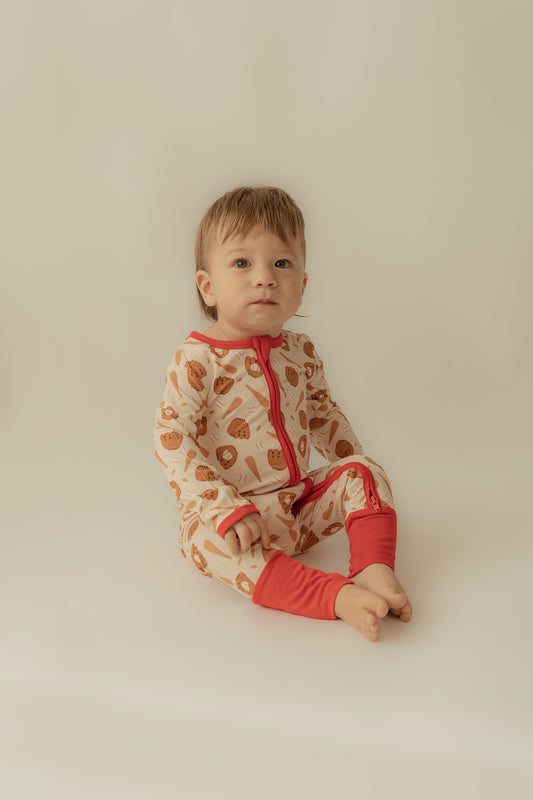 Baseball | Bamboo Zip Romper