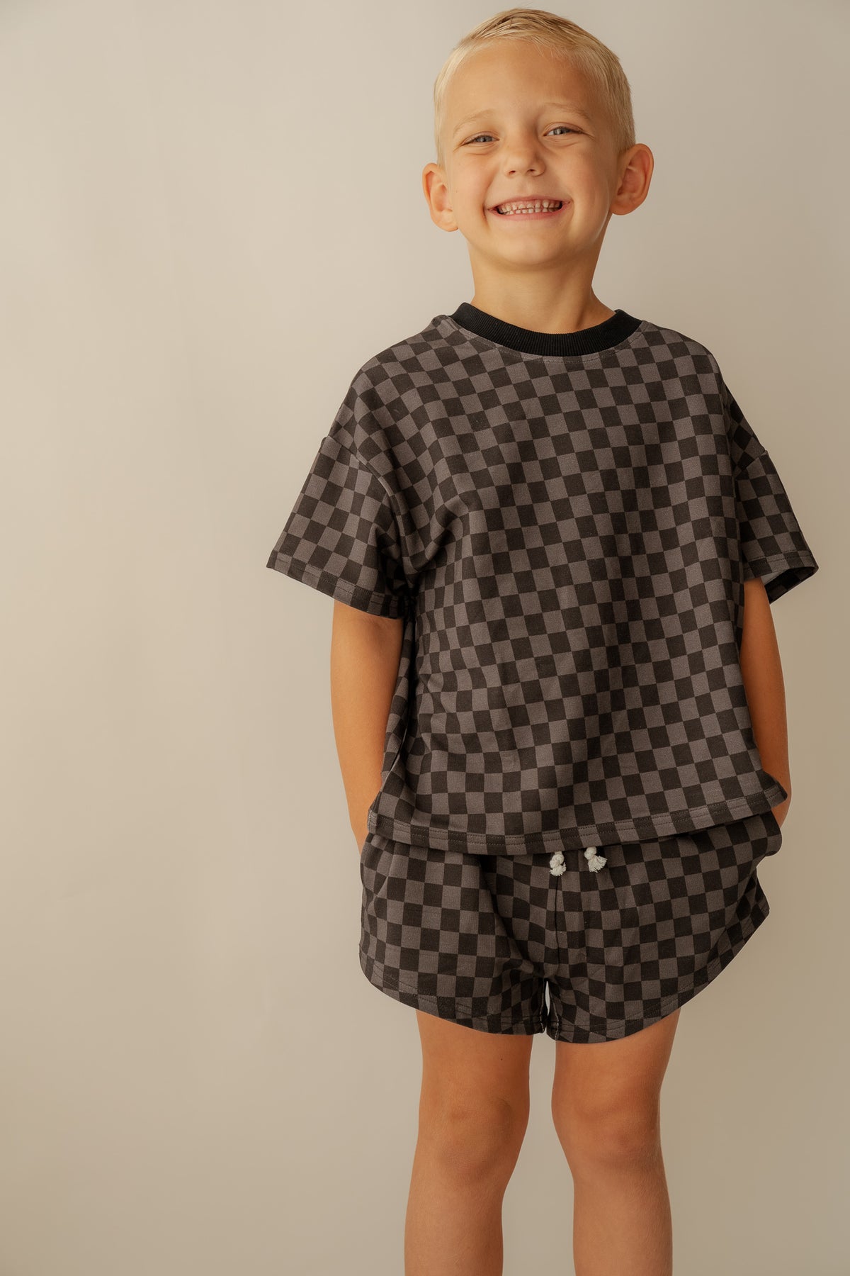 Checkered | Terry Bamboo Short Set