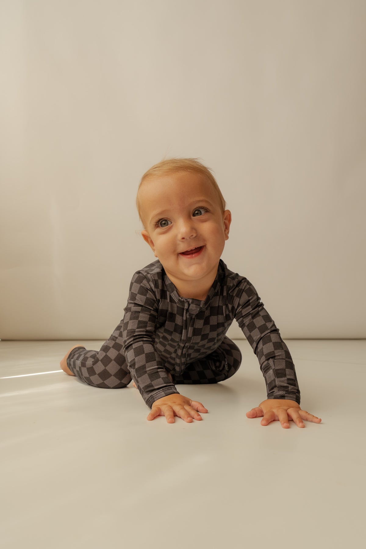 Checkered | Bamboo Zip Romper