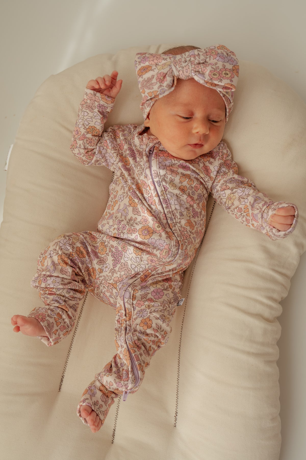 Lavender Floral Garden | Bamboo Zip Romper