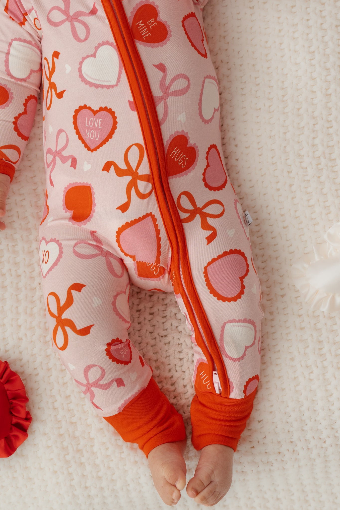 Bow's & Heart's Valentine| Bamboo Zip Romper