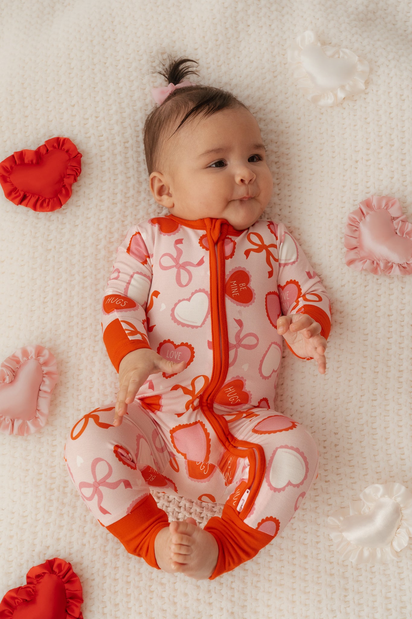 Bow's & Heart's Valentine| Bamboo Zip Romper