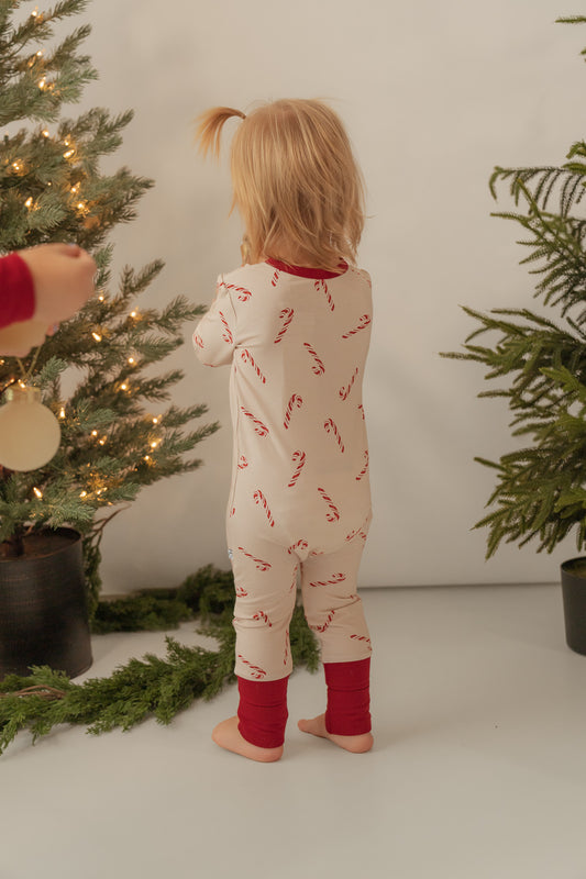 Candy Cane | Bamboo Zip Romper