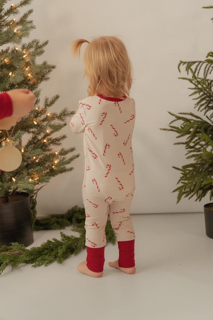 Candy Cane | Bamboo Zip Romper