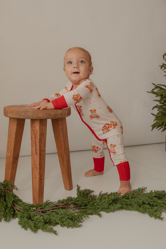 Christmas Teddy | Bamboo Zip Romper