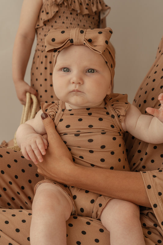 Polka Dot Sunshine | Ruffle Romper