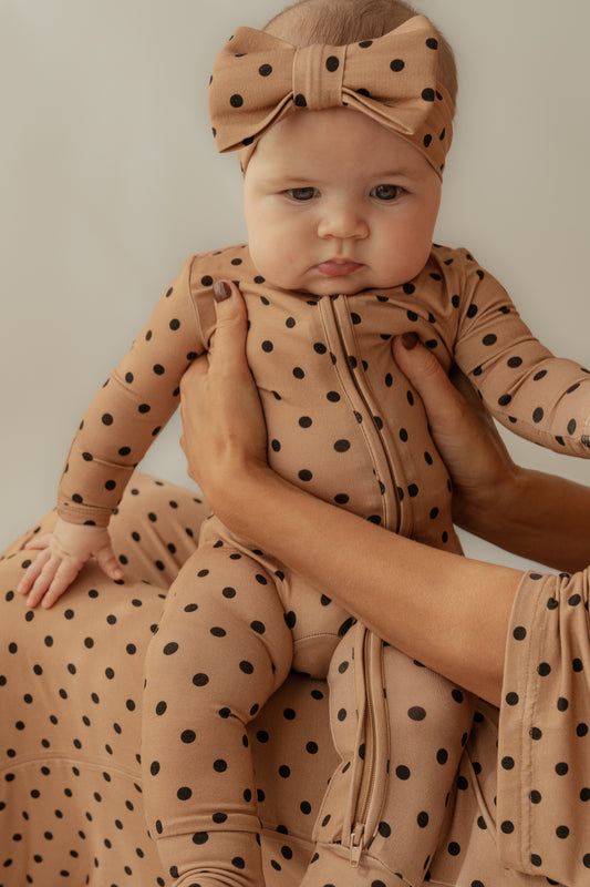 Polka Dot Sunshine | Bamboo Head Wrap Bow