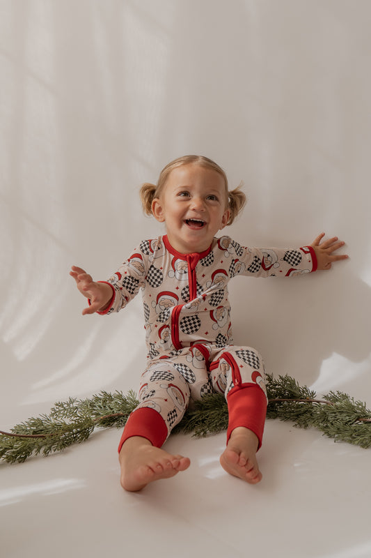 Santa | Bamboo Zip Romper
