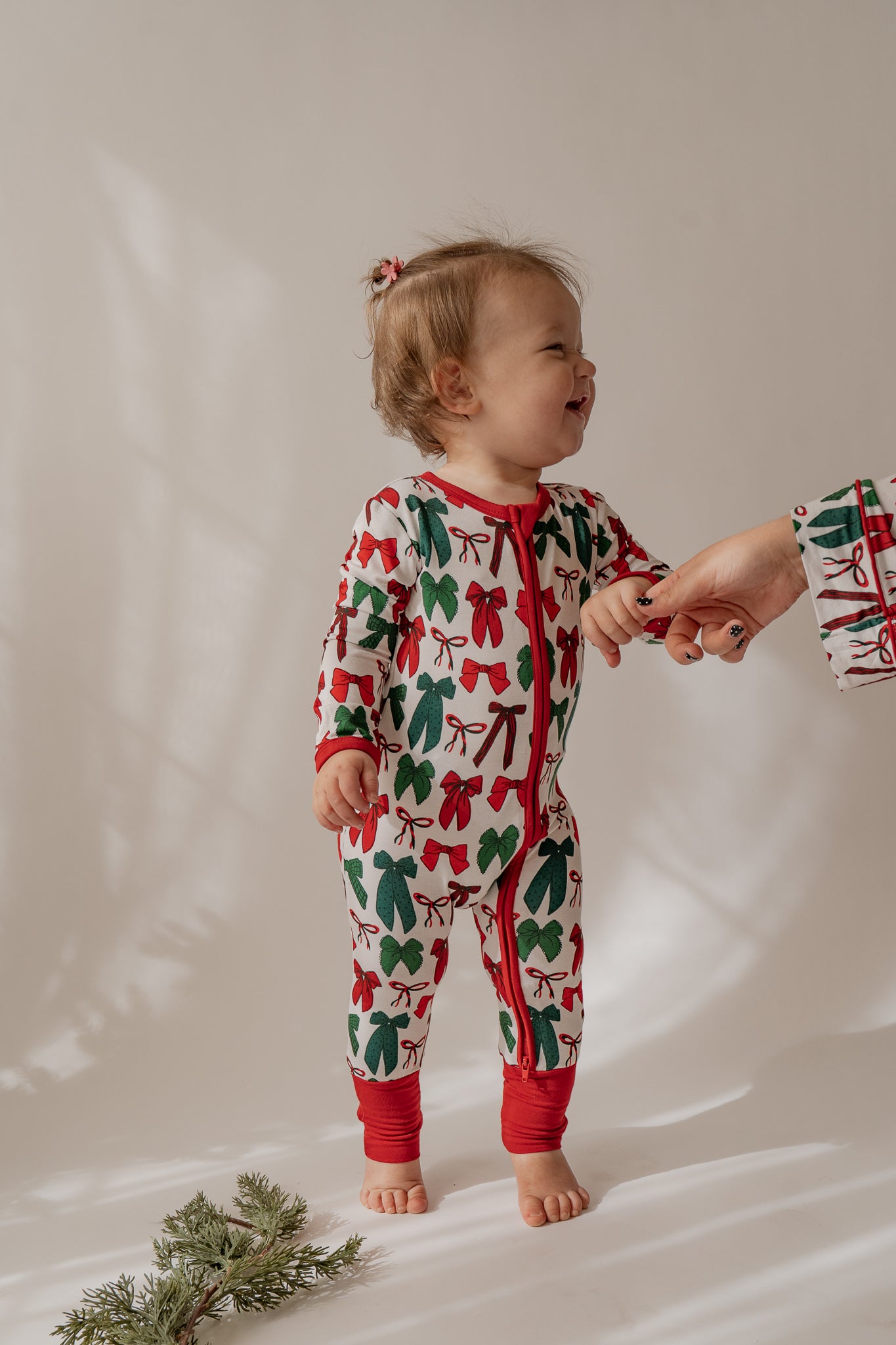 Christmas Bow's | Bamboo Zip Romper
