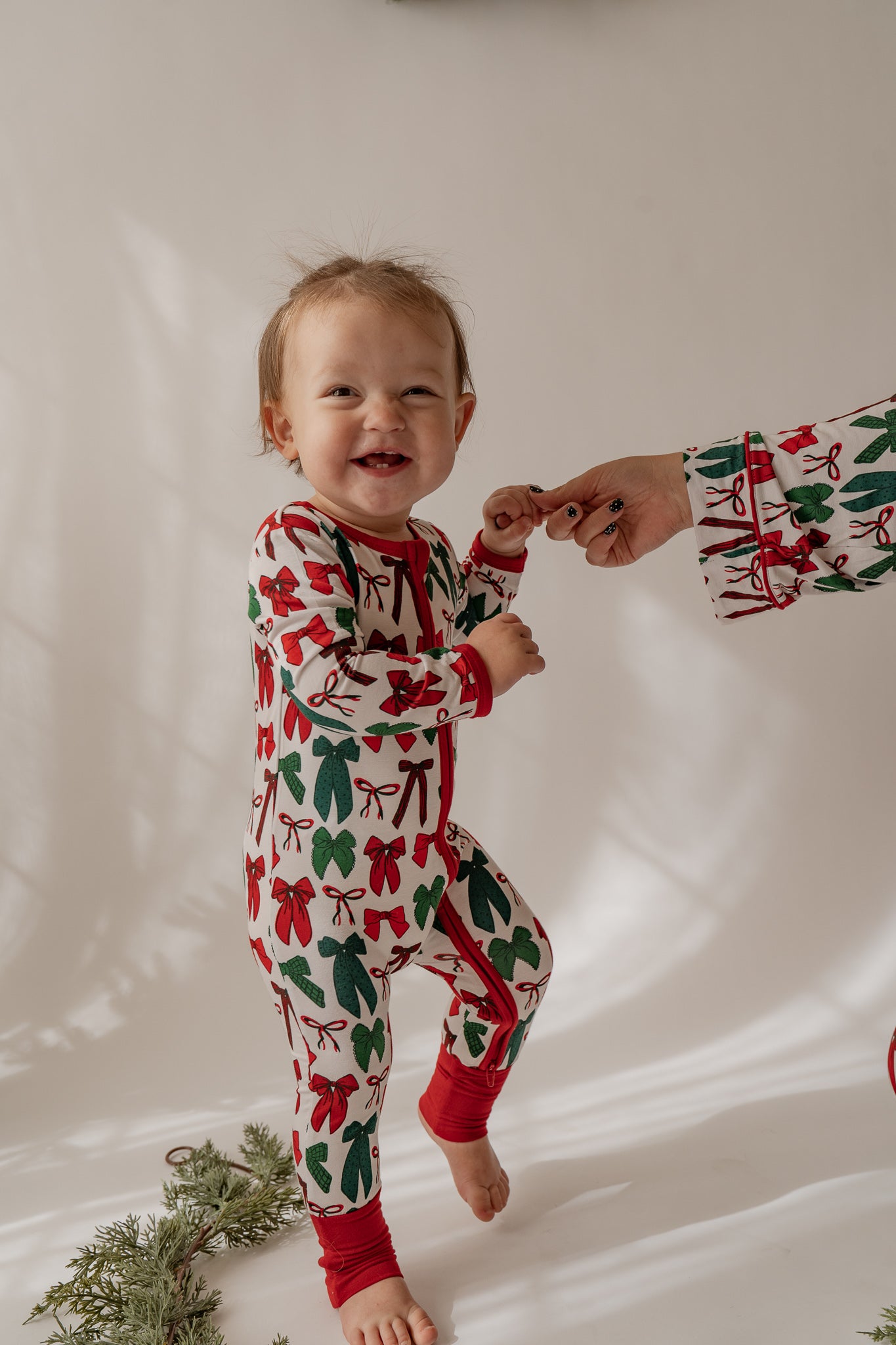 Christmas Bow's | Bamboo Zip Romper