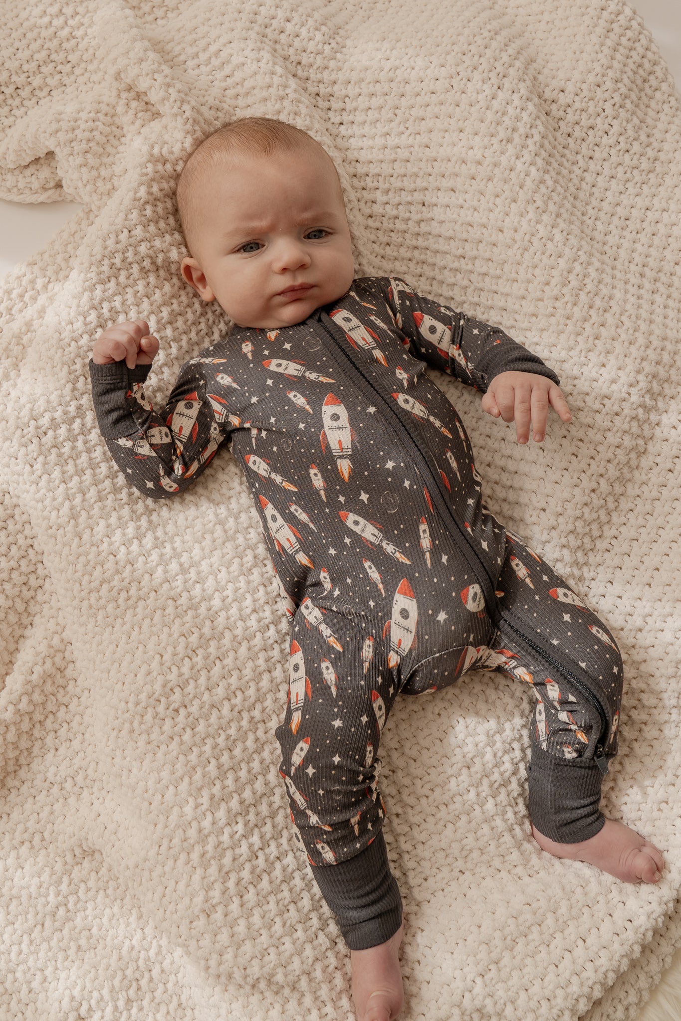 Rocket Ship | Bamboo Zip Romper