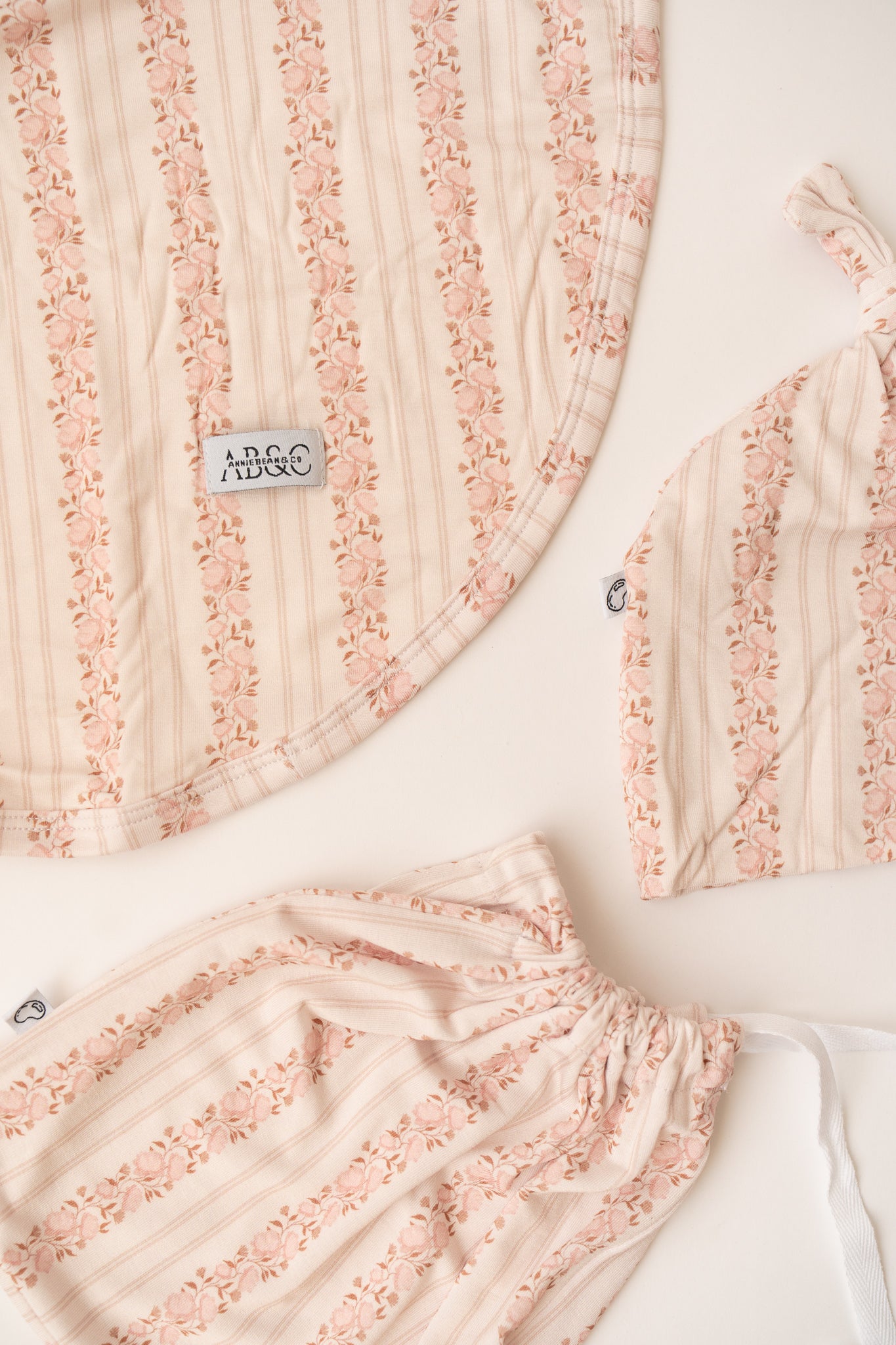 Pink Floral Swaddle/Beanie Set